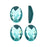 Mirror Flat Back Glass Cabochons, 10x14mm Faceted Ovals, Aquamarine (4 Pieces)