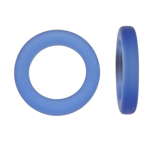 Cultured Sea Glass, Donut Ring Beads 23mm, Cobalt Blue (2 Pieces)