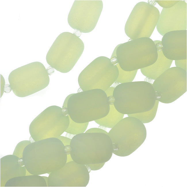 Cultured Sea Glass, Barrel Nugget Beads 10x8mm, Moonstone Opal (17 Pieces)