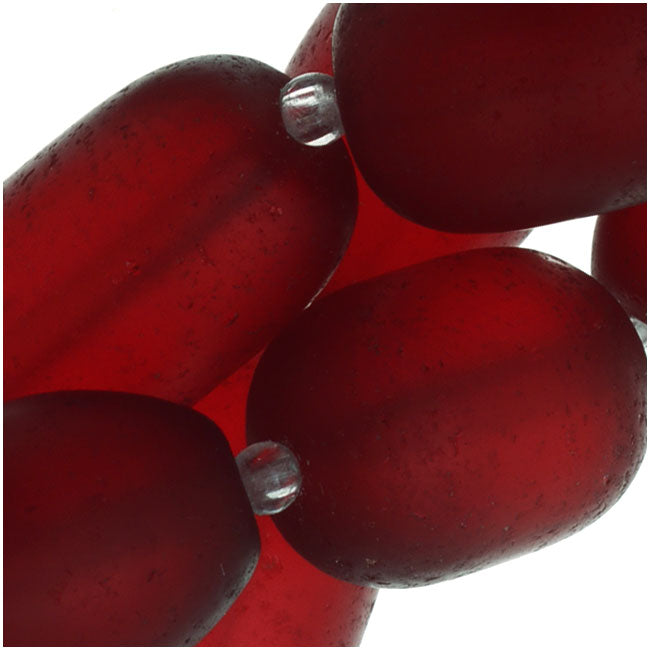Cultured Sea Glass, Semi Freeform Nugget Beads 16-20x12mm, Cherry Red (1 Strand)