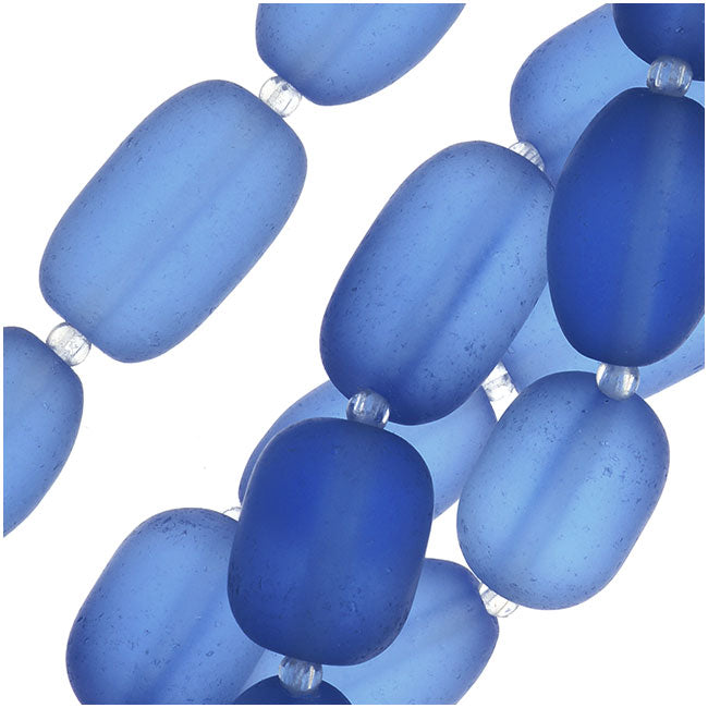 Cultured Sea Glass, Semi Freeform Nugget Beads 16-20x12mm, Light Sapphire (1 Strand)