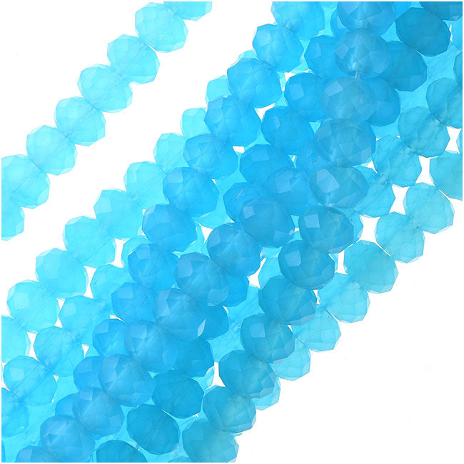 Glass Beads, Faceted Rondelle 4x6mm, Capri Blue (16.5 Inch Strand)