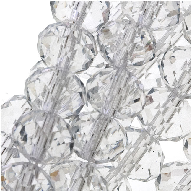 Crystal Clear Glass Faceted Rondelle Beads 6x8mm - 16.5 Inch Strand