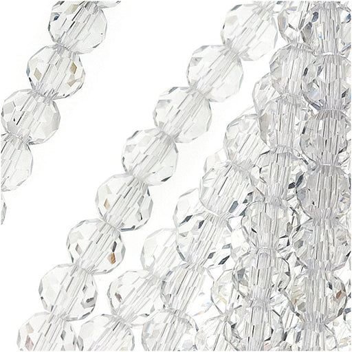 Crystal Clear Glass Faceted Round Beads 4mm (1 Strand)