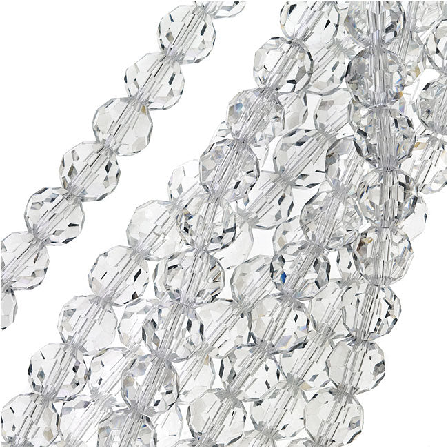 Crystal Clear Glass Faceted Round Beads 7.8mm (20.5 Inch Strand)