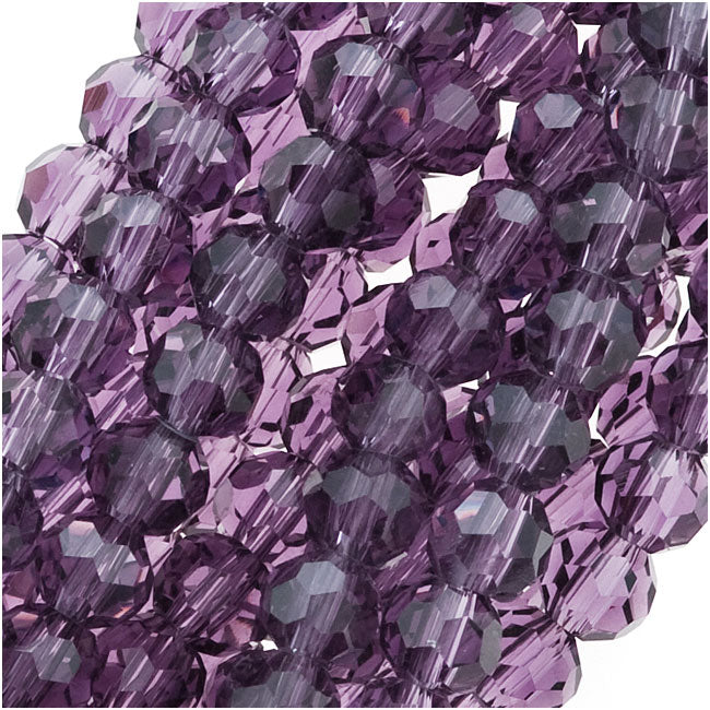Glass Beads, Faceted Round 4mm, Amethyst Purple (14.5 Inch Strand)