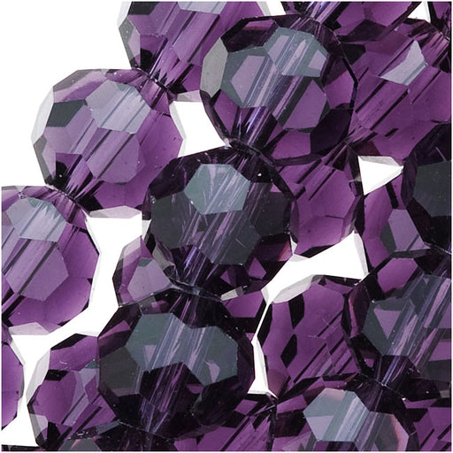 Amethyst Purple Glass Faceted Round Beads 8mm (21 Inch Strand)