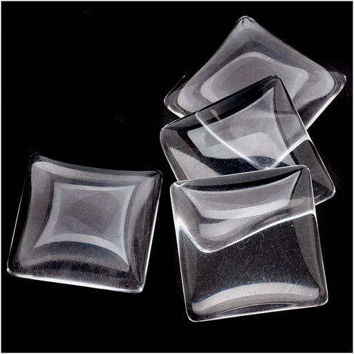 Clear Glass Cabochon Square Dome Bead Crystal Magnify 25mm (4 pcs)
