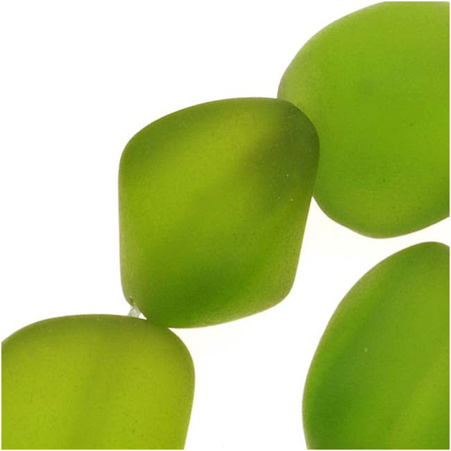 Cultured Sea Glass, Small Nugget Beads 8-16mm, Olive Green (7 Pieces)
