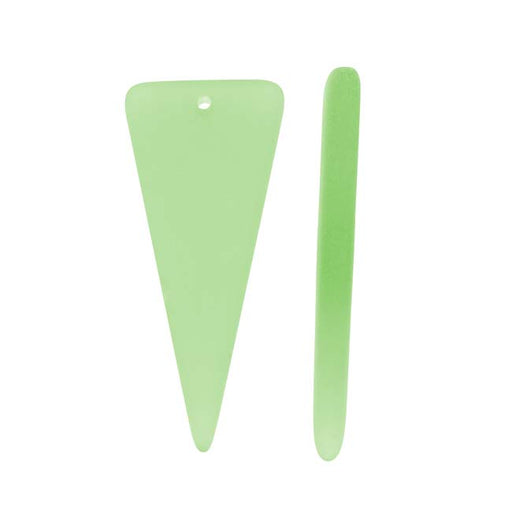 Cultured Sea Glass, Triangle Shield Pendants 37x15mm, Opaque Seafoam Green (2 Pieces)