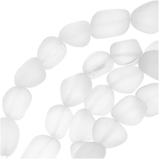 Cultured Sea Glass, Small Nugget Beads 8-16mm, Crystal (7 Pieces)