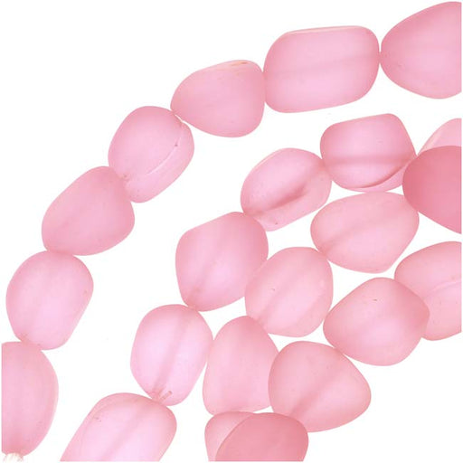 Cultured Sea Glass, Small Nugget Beads 8-16mm, Blossom Pink (7 Pieces)