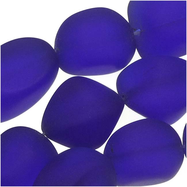 Cultured Sea Glass, Small Nugget Beads 8-16mm, Cobalt Blue (7 Pieces)