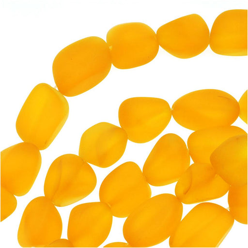 Cultured Sea Glass, Small Nugget Beads 8-16mm, Amber (7 Pieces)