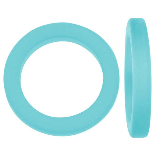Cultured Sea Glass, Donut Ring Beads 27mm, Pacific Blue (2 Pieces)