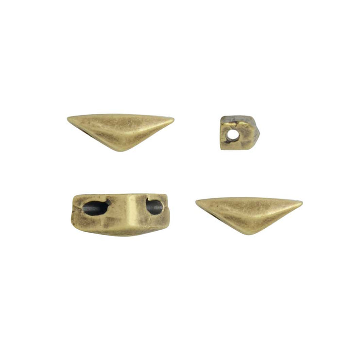 Cymbal Side Beads for GemDuo Beads, Kanvana Half Diamond 7.5x3mm, Antiqued Brass Plated (4 Pieces)