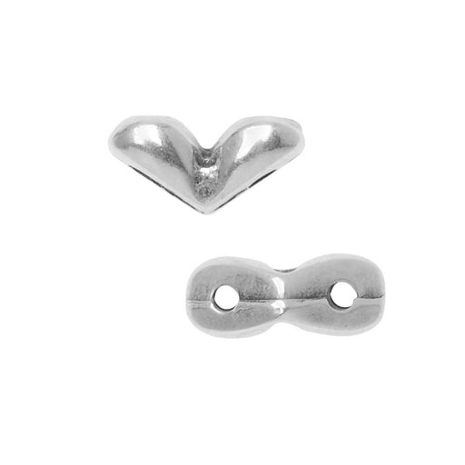 Cymbal Side Bead for GemDuo Beads, Mitakas, 2-Hole V-Shaped 7.5x3.5mm Antiqued Silver Plated (10 Pieces)