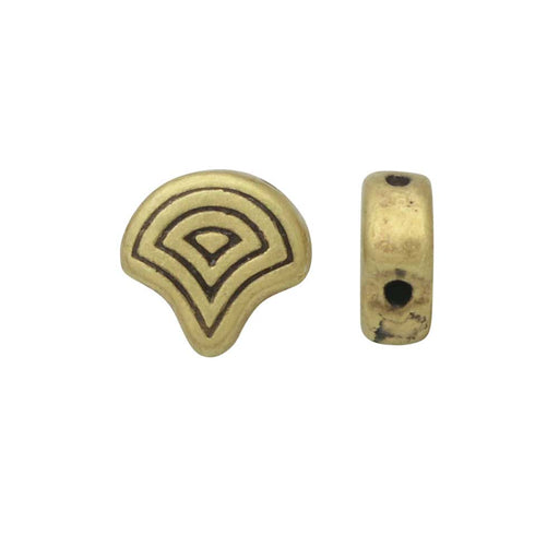 Cymbal Beads Substitute for Ginko Beads, Vlasios, 2-Hole 7.5x7mm, Antiqued Brass Plated (4 Pieces)