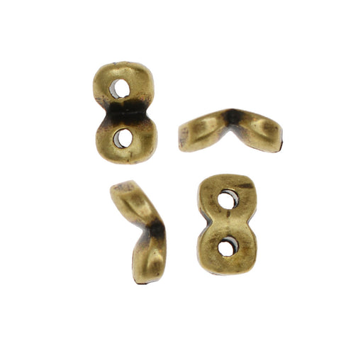 Cymbal Side Beads for SuperDuo Beads, Kaparia 2-Hole 3x5.5mm Antiqued Brass Plated (4 Pieces)