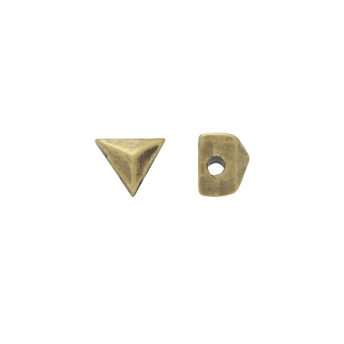 Cymbal Side Beads for GemDuo Beads, Embourios, Triangle Shaped 3x3.5mm, Antiqued Brass Plated (4 Pieces)