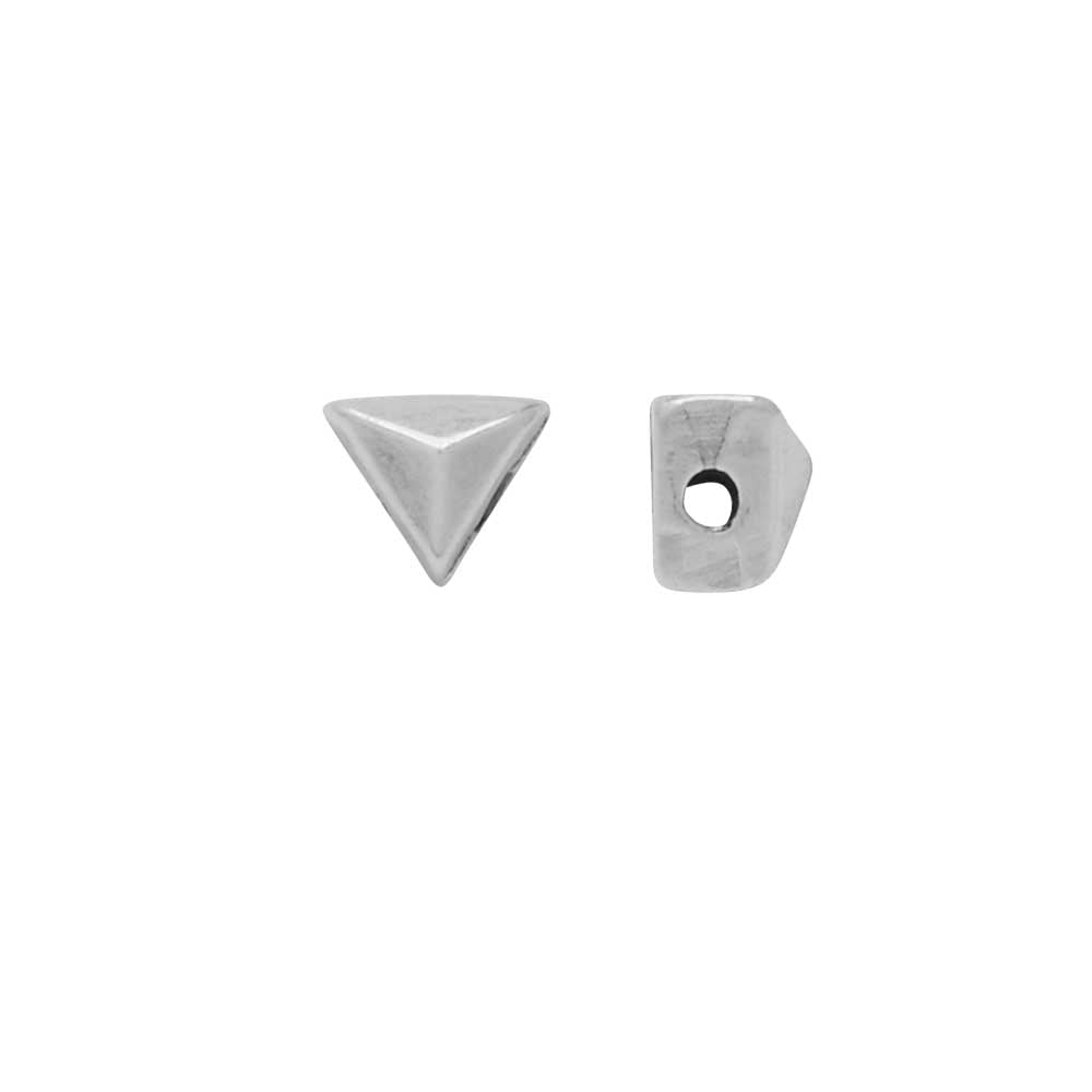 Cymbal Side Beads for GemDuo Beads, Embourios, Triangle Shaped 3x3.5mm, Antiqued Silver Plated (4 Pieces)