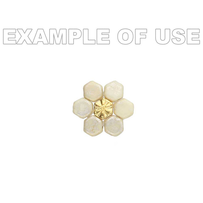 Cymbal Bead Substitute for Honeycomb Beads, Stelida, 2-Hole Hexagon, Flower, 24K Gold Plated (10 Pc)