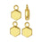 Cymbal Bead Substitute for Honeycomb Beads, Maragas, Hexagon, Loop 6mm, 24K Gold Plt (4 Pieces)