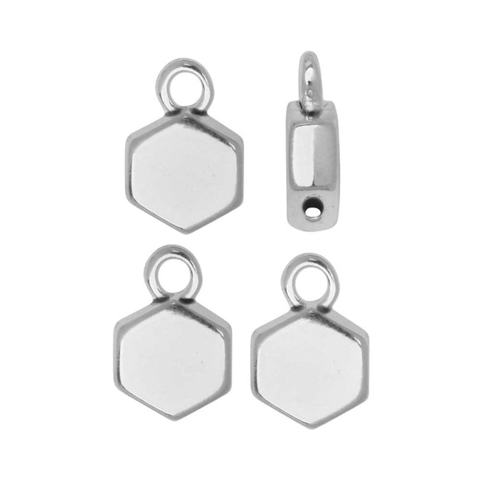 Cymbal Bead Substitute for Honeycomb Beads, Maragas, Hexagon, Loop 6mm, Antiqued Silver Plated (4 Pc)