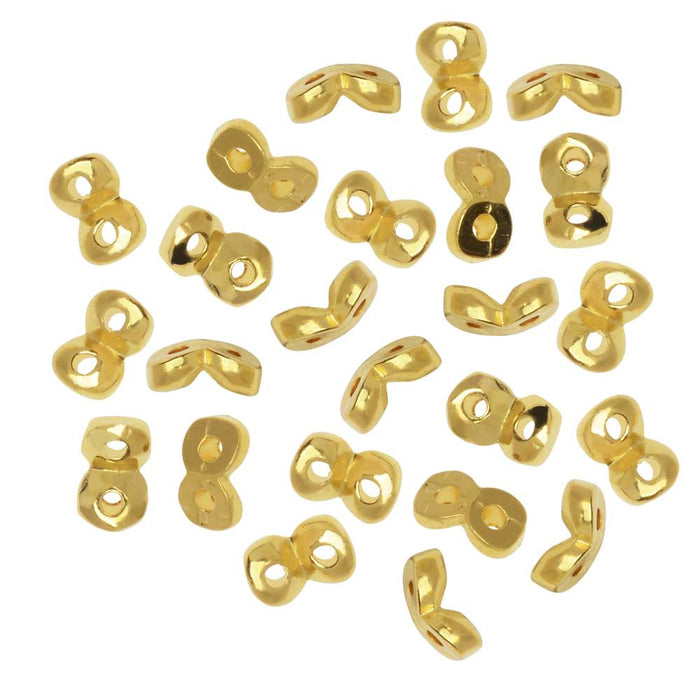 Cymbal Side Bead for SuperDuo Beads, Kaparia, 2-Hole 5.5x2mm, 24K Gold Plated (24 Pieces)