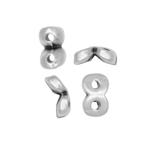 Cymbal Side Bead for SuperDuo Beads, Kaparia, 2-Hole 5.5x2mm, Antiqued Silver Plated (24 Pieces)