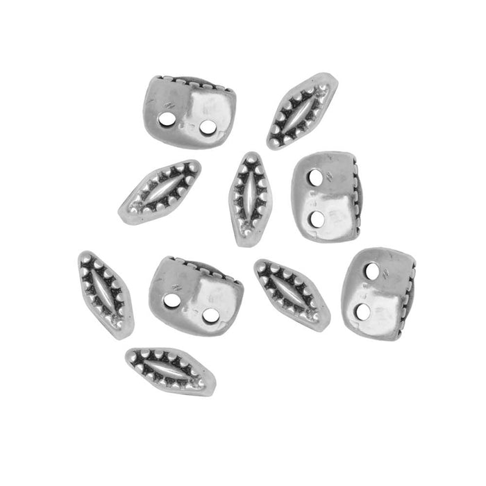 Cymbal Bead Substitute for SuperDuo Beads, Varidi, 2-Hole 5x2mm Antiqued Silver Plated (10 Pieces)