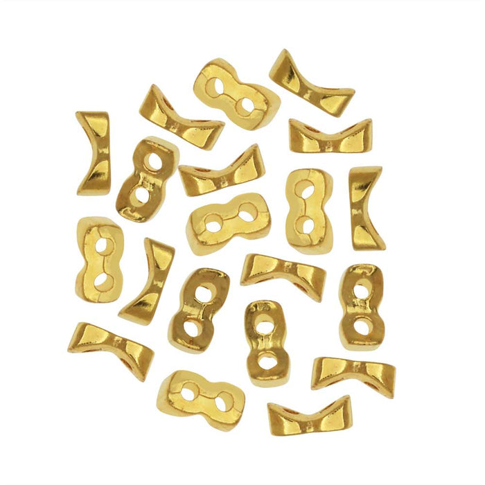Cymbal Side Bead for Tila Beads, Tourkou, 2-Hole 5x2.5mm, 24K Gold Plated (20 Pieces)