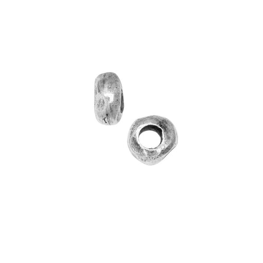 Metal Bead, Organic Round Spacer 5mm, Antiqued Silver, by Nunn Design (2 Pieces)