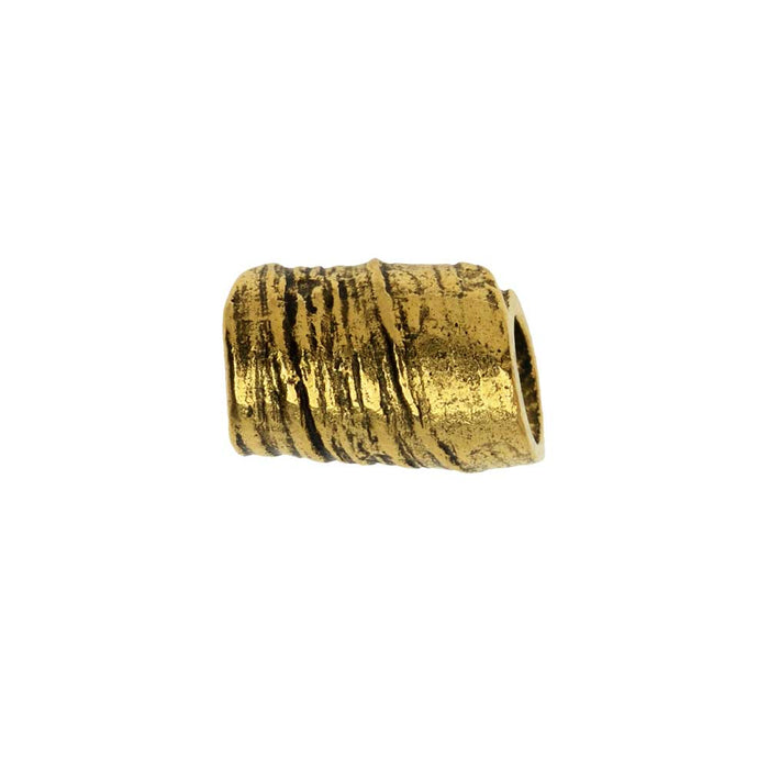 Metal Bead, Rolled Tube 12mm, Antiqued Gold, by Nunn Design (1 Piece)