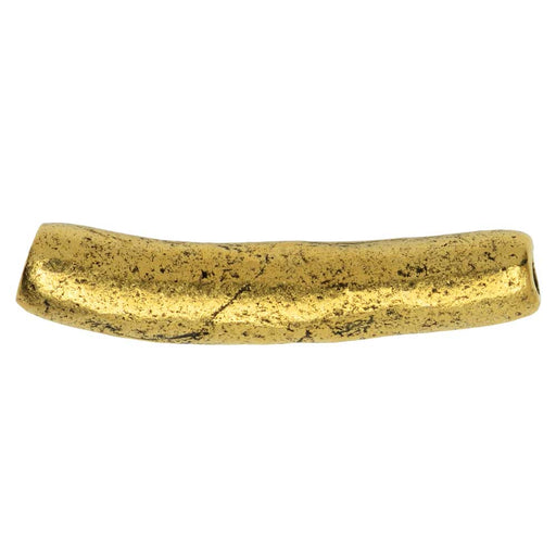 Metal Bead, Organic Tube 27mm, Antiqued Gold, by Nunn Design (1 Piece)