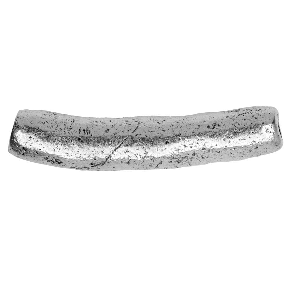 Metal Bead, Organic Tube 27mm, Antiqued Silver, by Nunn Design (1 Piece)