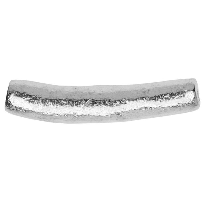 Metal Bead, Organic Tube 27mm, Bright Silver, by Nunn Design (1 Piece)