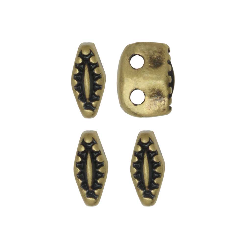 Cymbal Bead Substitute for SuperDuo Beads, Varidi, 2-Hole 5x2mm Antiqued Brass Plated (10 Pieces)