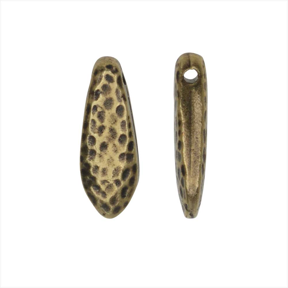 Metal Bead, Hammertone Dagger 5x14.5mm Brass Oxide Finish, by TierraCast (2 Pieces)