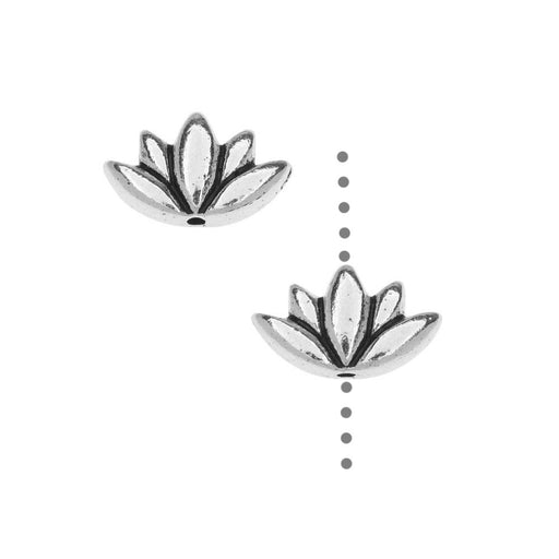 TierraCast Pewter Beads, Lotus Flower Design 7x11.5mm, Antiqued Silver Plated (2 Pieces)
