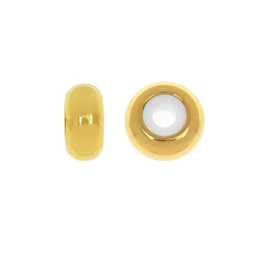 Adjustable Slider Clasp, Round with Silicone Center 8mm, Gold Tone (4 Pieces)
