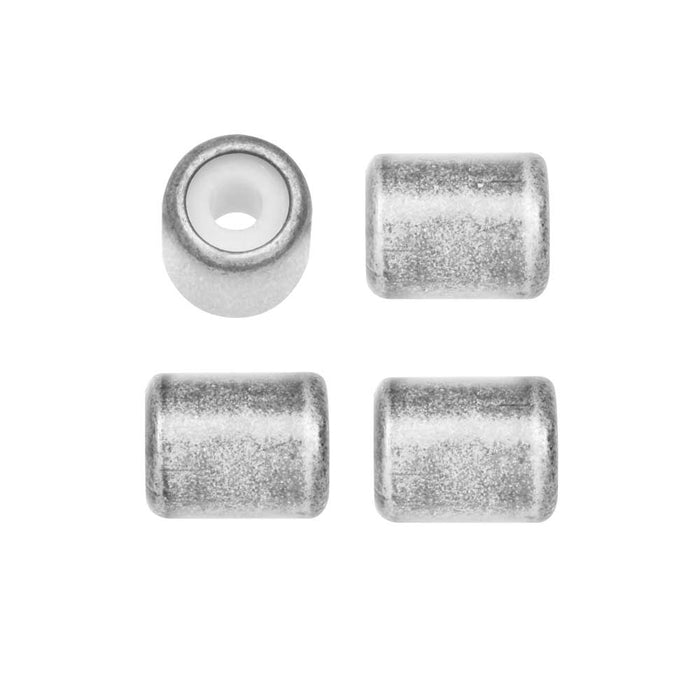 Adjustable Slider Clasp, Tube with Silicone Center 5.5x6.8mm, Antiqued Silver Tone (4 Pieces)