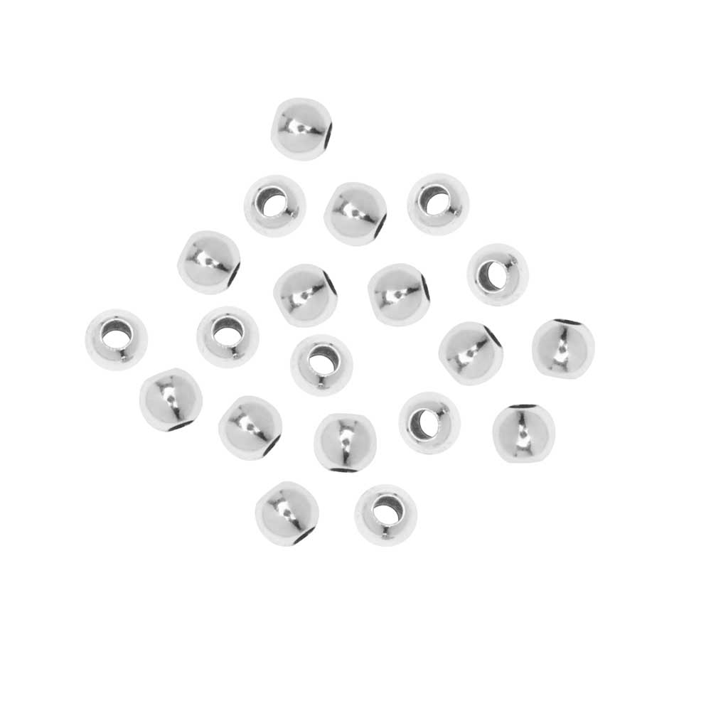 Sterling Silver Beads, Seamless Round 2.5mm, Antiqued Silver (20 Pieces)