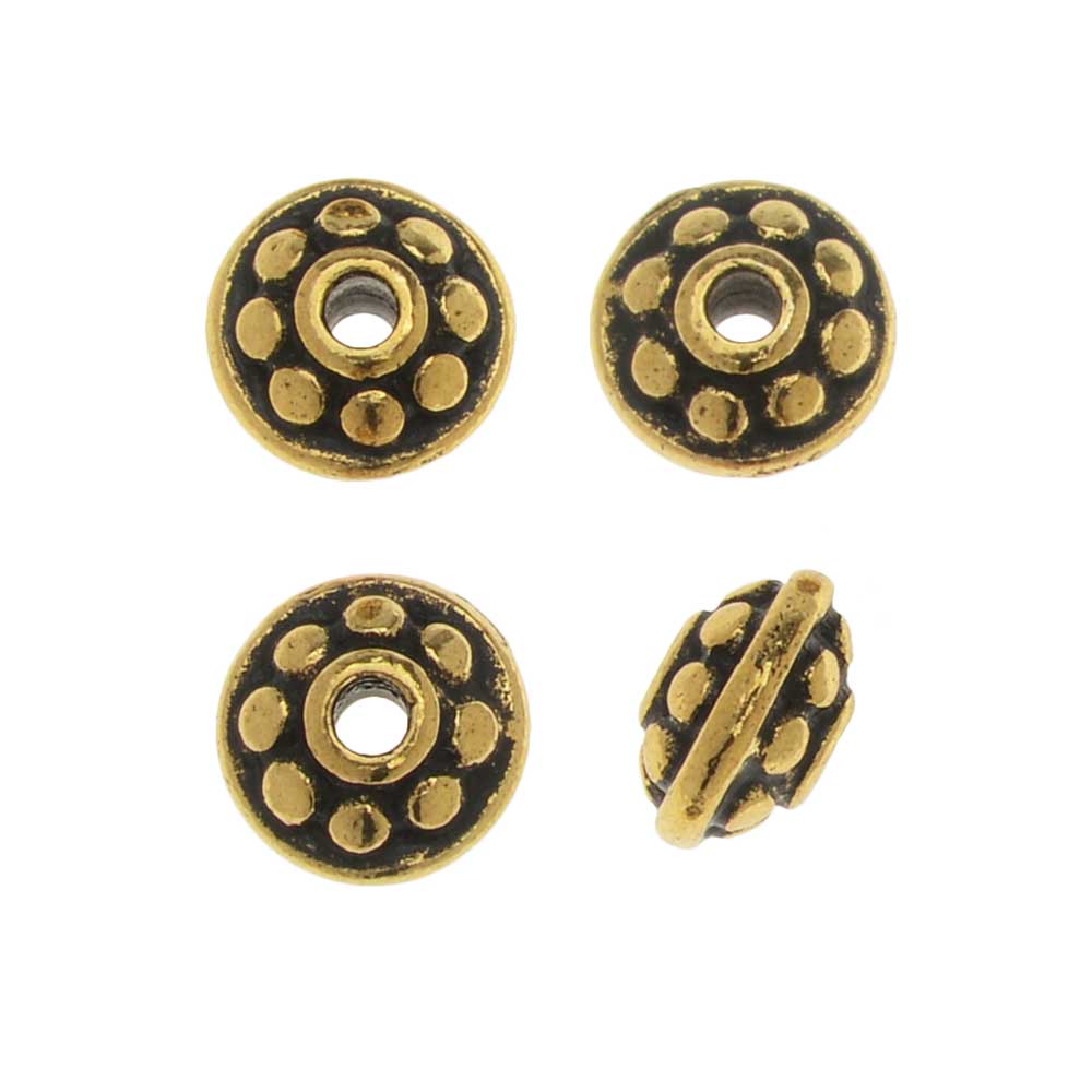 TierraCast Pewter Bead, Beaded Spacer 7mm Antiqued Gold Plated (4 Pieces)