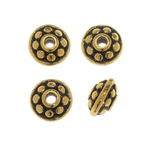 TierraCast Pewter Bead, Beaded Spacer 7mm Antiqued Gold Plated (4 Pieces)
