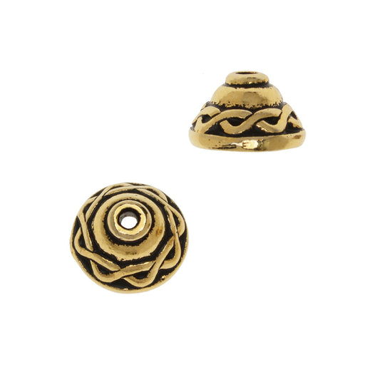 Bead Cap, Celtic 8mm, Antiqued Gold Plated, By TierraCast (2 Pieces)