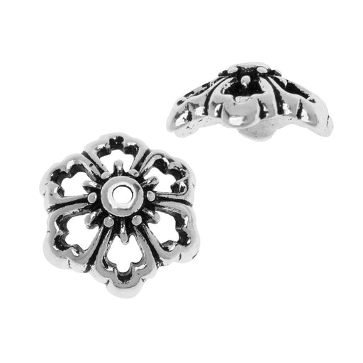 Bead Cap, Open Poppy Flower 11.5mm, Antiqued Silver Plated, By TierraCast (2 Pieces)