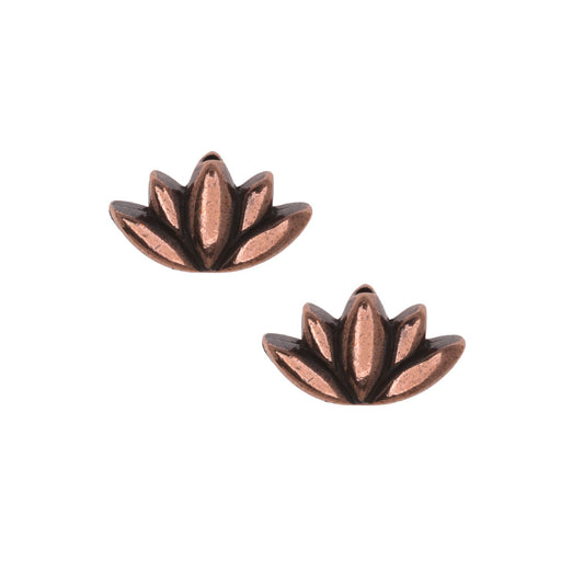 Metal Bead, Lotus Flower Design 7x11.5mm, Antiqued Copper Plated, By TierraCast (2 Pieces)