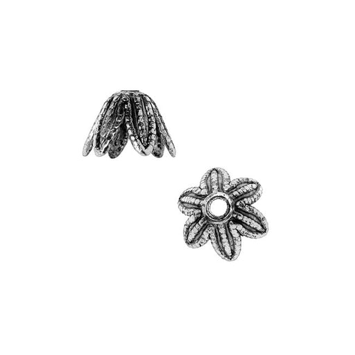 Nunn Design Bead Caps, 7mm Leaf Design, Antiqued Silver (4 Pieces)