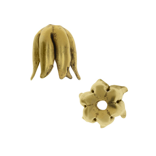 Nunn Design Bead Caps, Curled Petal 8mm, Antiqued Gold (2 Pieces)